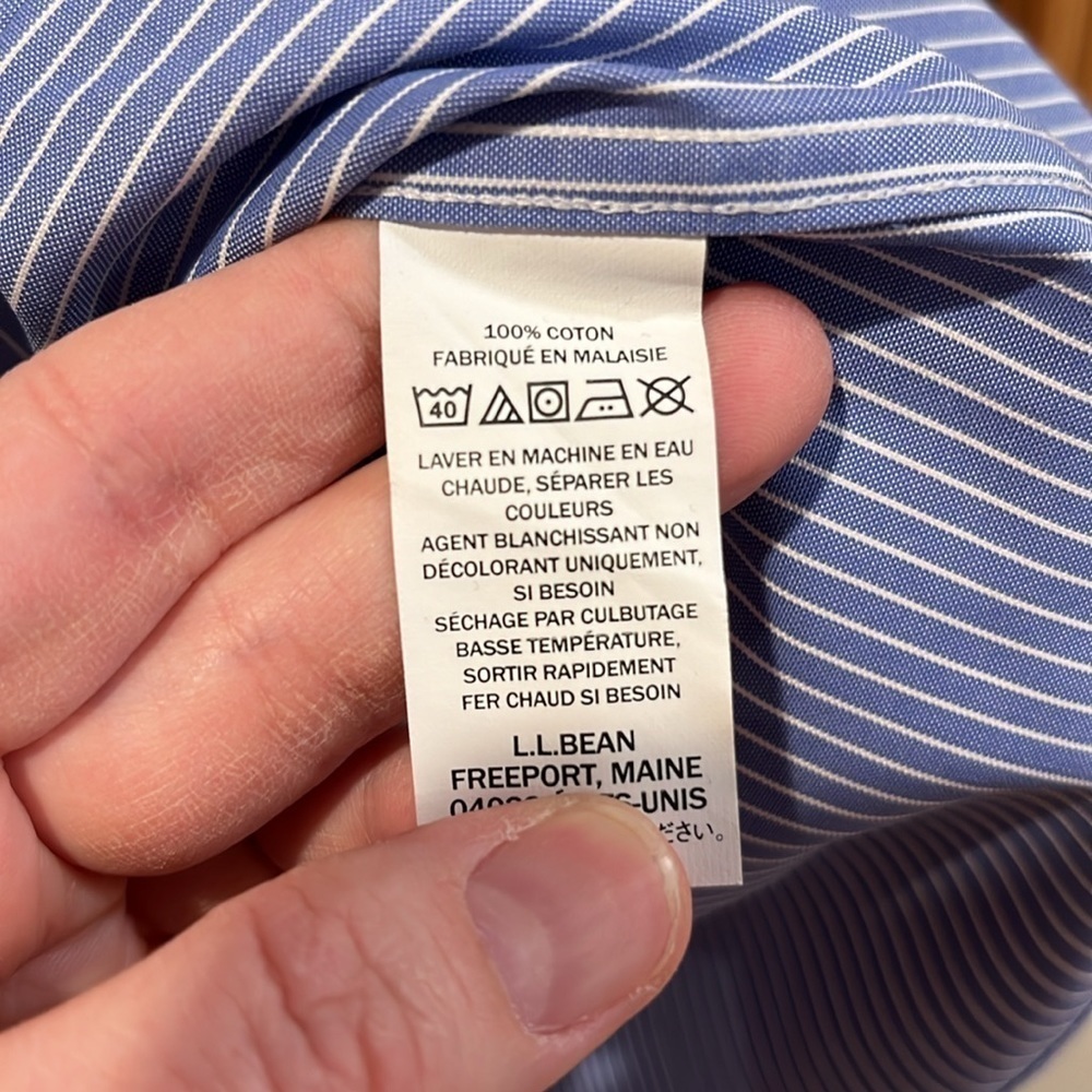 L.L.Bean men’s traditional fit striped button down shirt size 17-34. - Picture 4 of 7
